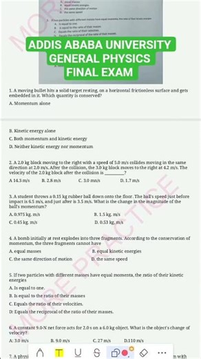 ADDIS ABABA UNIVERSITY GENERAL PHYSICS FINAL EXAM