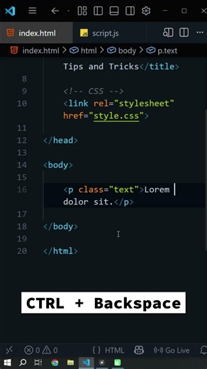 Quickly Delete Words in VS Code | VS Code Keyboard Shortcuts #shorts