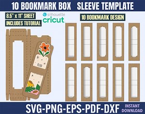 Bookmark Box Template SVG: Display Card & Sleeve (digital Download) - Etsy