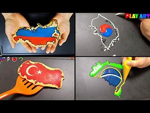 National Flag Map Pancake art-Russia, Korea, Turkey, Brazil, 국기지도 팬케이크아트, 러시아, 한국, 터키, 브라질