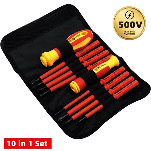 10pcs VDE Insulated Screwdriver Set 500V Magnetic Interchangeable Blades Electrician Tool With Case - Etsy
