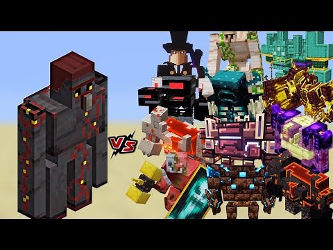 Minecraft: All Bosses vs 2X Netherite Golems – Ultimate Battle!