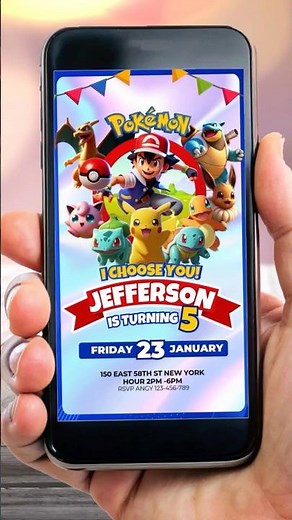 Pokémon Birthday Invitation Editable Canva Template