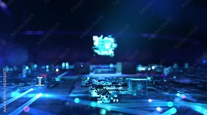 Monitoring - businessman working with virtual reality at office.