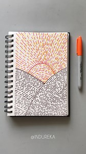 Simple landscape pattern art 🌞⛰️ #arttherapy #patterns #learntodraw #creative #easydrawing | Indureka