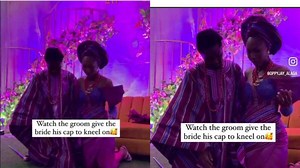 "I must marry my own": Caring husband gives bride his cap to kneel on at wedding