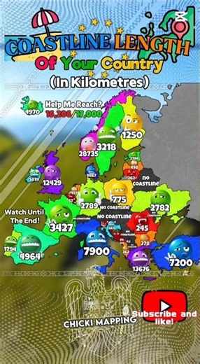 Coastline Length Of Your Country ⛱️👀🇷🇺🔥
