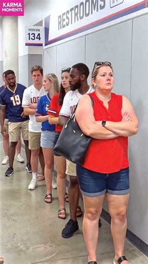 Karma 🤔 Pregnant Woman's Queue Dilemma at Restroom #karma #queue #shorts