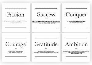 6X Motivational canvas, wall art for bedroom and office, inspirational black and white canvas poster, motivational poster set, decor bundle for home, wall pictures for living room (6x - 30 X 30 in)