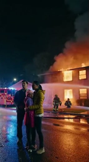 Firefighters saved a family from a burning building.