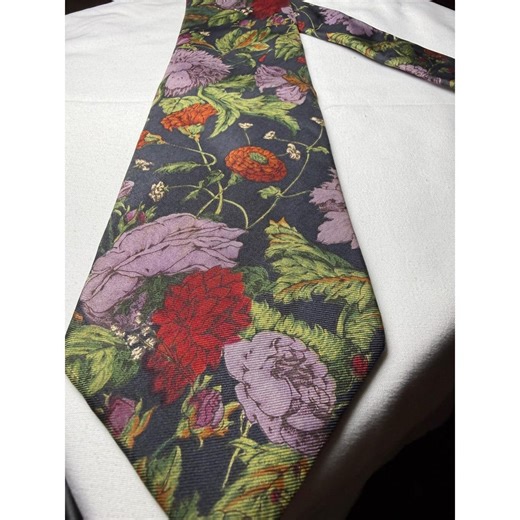 Dark Floral Silk Necktie Men's Burgundy Green Purple Orange Blossom Pattern - Etsy