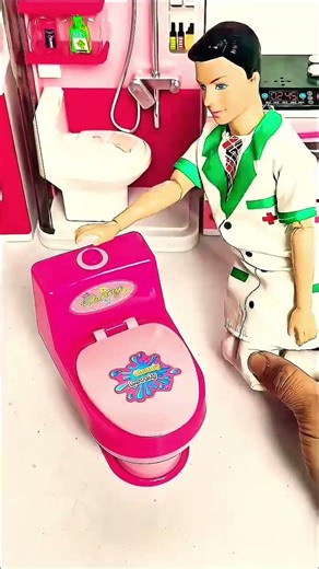 Satisfying With Unboxing Barbie Doll And Pink Toilet Playset KitchenV #15 #barbiedoll #doll #barbie
