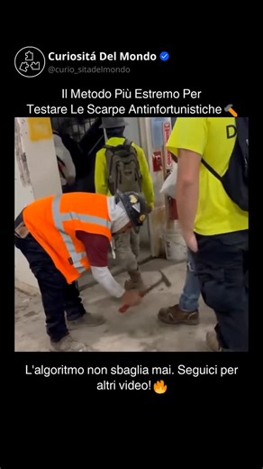 Curiosità Del Mondo on Instagram: "Quello che vedete in questo video, seppur presentato in chiave ironica e rischiosa, ci offre lo spunto per parlare di una delle invenzioni più importanti per la sicurezza sul lavoro: il puntale di protezione delle calzature antinfortunistiche. La scena mostra una resistenza impressionante, ma cosa c’è davvero sotto la pelle della scarpa? Secondo la normativa europea EN ISO 20345, il puntale deve essere in grado di assorbire un impatto di almeno 200 Joule. Per d