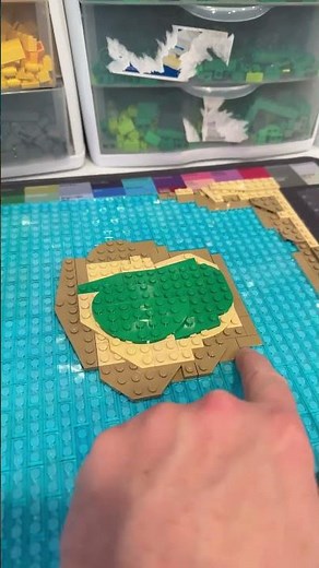 Building a Lego pond and island for my LEGO campground. #lego #afol #legocity