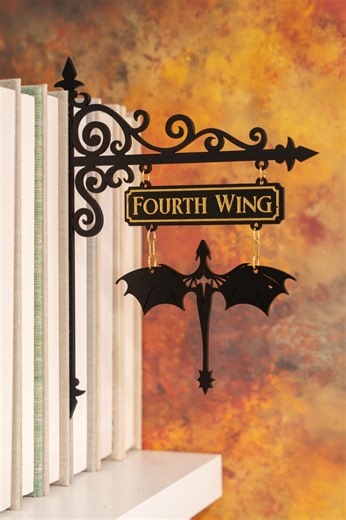 Fourth Wing Book Tavern Signs, Handcrafted Bookshelf Dividers, Bookshelf Decor, Home Library Decor, Book Gift, Library Organizers - Etsy