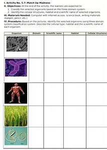 Activity No. 5.7: Match Up MadnessObjectives: At the end of t... | Filo