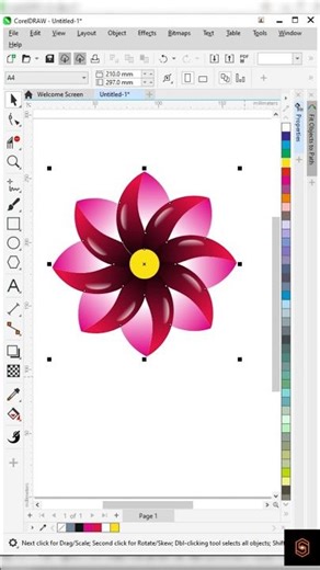 Beautiful 3d Flower Design in CorelDRAW | Reflection Effect Tutorial #shorts #flowers