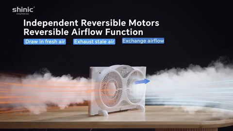 shinic 9" Twin Window Fan with Remote Control,Reversible Airflow,Removable Cover,3 Speeds, 3 Modes, Expandable Panels (From 24" to 37"),ETL Certified, White
