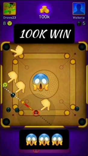 100K WIN 😱🎈👑👉! carrom board game play #carrompool #drovo23 #gameplay