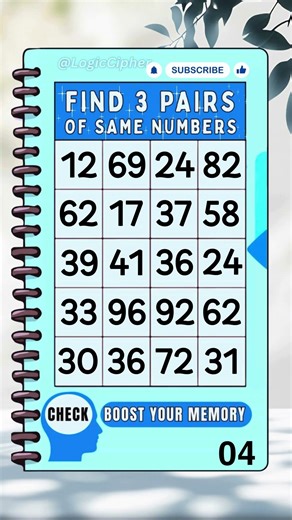 Brain Game for Seniors: Can You Match the Numbers?Challenge#maths#quiz#education#findthedifference