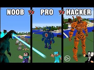 Minecraft Battle: NOOB vs PRO vs HACKER: BUILD ROBOTS TO FIGHT GODZILLA CHALLENGE in Minecraft