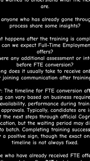 Cognizant Onboarding After Training (PAT Role)