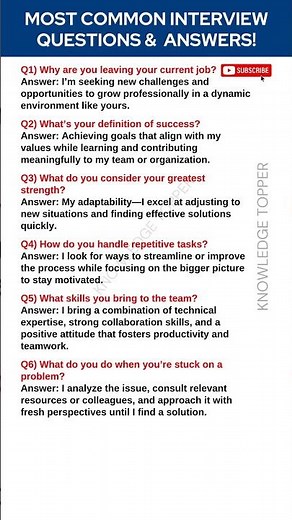 6 Most Common Job Interview Questions and Answers