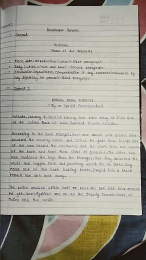 Newspaper Report writing format+Sample 1