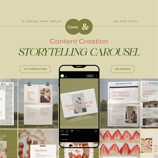 Storytelling Instagram Carousel Template for Lifestyle Content Creator, Scrapbook Photo Dump Carousel, Monthly Recap Blogger Instagram Post - Etsy