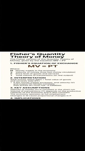Fisher’s Quantity Theory of Money Explained: MV = PT