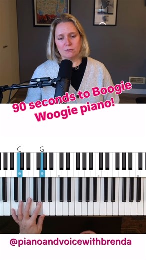 Learn Boogie Woogie in 90 seconds and play a ton of different rock and blues songs! Super easy to play and sounds really impressive! Follow me for more of the best #pianotips #boogiewoogie #learntoplaypiano #practice #musicianship #practice #productivity #singinglessons #pianolessons #pianoandvoicewithbrenda #effortlesspianoplaying #beginningpiano | Piano and Voice with Brenda