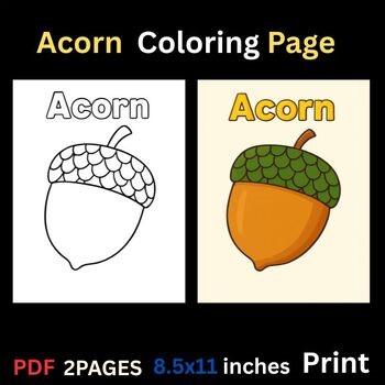 acorn,fall,autumn,forest,harvest,nature,coloring,printable,classroom,homeschool