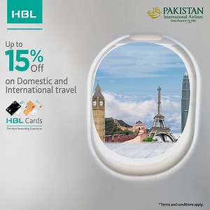 Take off for excitement! Avail up to 15% off when you book domestic or international flight tickets with PIA using HBL Card. To avail this offer, simply visit piac.com.pk or PIA’s official booking offices and purchase tickets using HBL Card. For details, please visit hbl.com/dd. T&Cs apply. #HBLCard #HBLCreditCard #HBLDebitCard #PIA | HBL