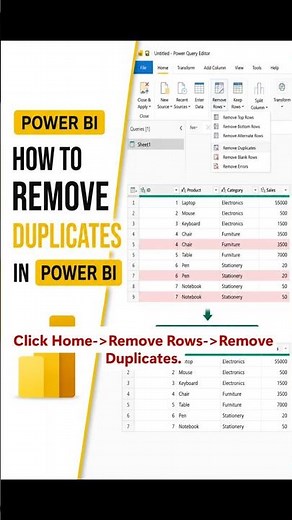 How to remove duplicates data in Power BI.