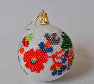 Beaded Christmas Ball - Handmade Tradition Ornaments - Holiday Tree Decor - Unique Meaningful Gift - Ukrainian Pattern - Ready to Deliver - Etsy