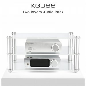 KGUSS Mini 3-Layer Desktop Transparent Black Acrylic Adjustable Audio Component Rack