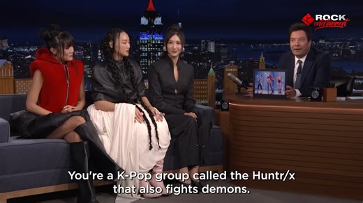 They conquered SNL, sealed the Honmoon with their live “Golden” performance, and went Platinum! 💿 Jimmy Fallon surprised HUNTR/X: EJAE, Audrey Nuna, and Rei Ami with a Platinum Award for the KPop Demon Hunters soundtrack! 💛 Talk about a legendary week the trio and their fans will never forget! ✨ Catch it all on The Tonight Show Starring Jimmy Fallon, weeknights on ROCK Entertainment. 💫 #ROCKNetworks #ROCKEntertainment #TalkShow #LateNightTalkShow #JimmyFallon #FallonTonight #kpopdemonhunters 