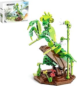 Ideas Insect Collection Toy Building Sets, Chinese Mantis with Flowers Nature Display Models for Home Decor, Fun Bug Gift for Animals Lovers Woman Teens Adults