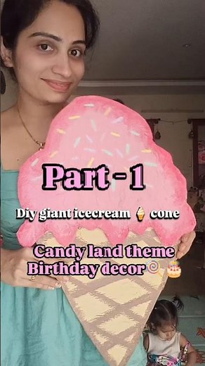 DIY Giant Ice Cream Cone 🍦 | Candy Land Birthday Decoration #shorts #trending #viral #ytshorts #diy