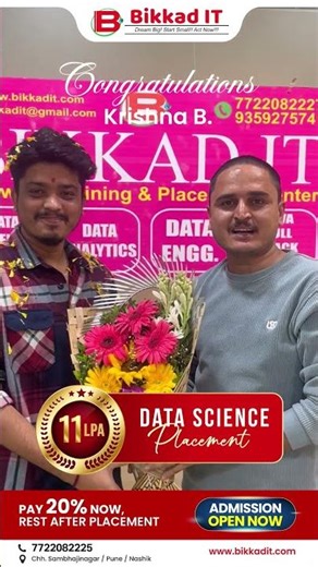 Congratulations to Krishna B. on securing 11 LPA in Data Science!