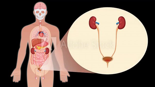 Human Urinary System Animation with Bladder Focus