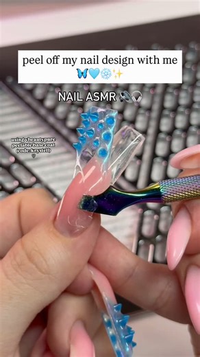 Krystell 🧷🖤 on Instagram: "enjoy sum nail asmr 🤤🔊🎧 save urself time changing out ur nail designs & art for content with the @vbeautypure peelable base coat!! ( code: KRYSTELL 🫶🏼 ) as a content creator who wants to change out my design every week or so without going thru the hassle of filing, this has been a life saver 🤌🏻 #peelybase #nailart #nailasmr #vbeautypure #clearnails #frenchtip #jellynails"