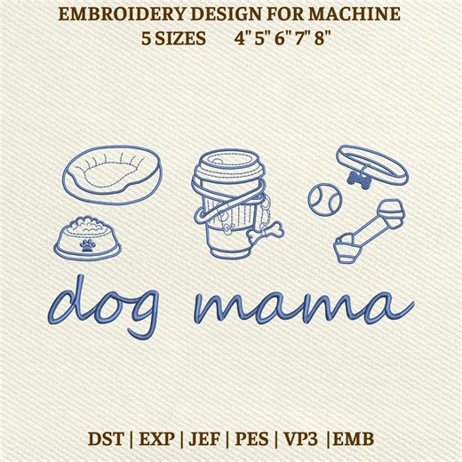 Dog Mom Icons Machine Embroidery File, Dog Lovers Design (Instant Download)