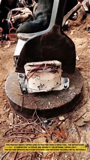 Copper Wire Extraction Process using Hydraulic Press Tool for Metal Recycling