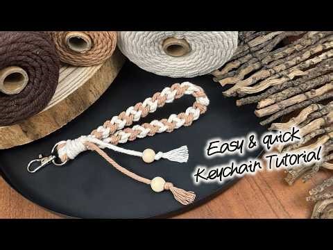 Macrame Loop Keychain Tutorial | Spiral Knot Variation with Beads | Easy DIY Keychain