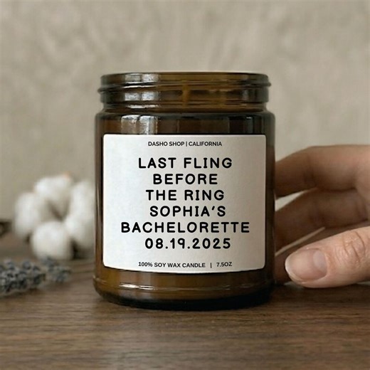 Custom Last Fling Before the Ring Candle, Personalized Bachelorette Party Favor, Bridal Shower Gift, Custom Name and Date, Bride to Be Gift - Etsy