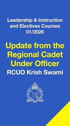UPDATE FROM THE REGIONAL CADET UNDER OFFICER NSW Brigade Regional Cadet Under Officer, RCUO Krish Swami, provides an update at the half way point of the Leadership & Instruction and Electives Courses. #AustralianArmyCadets #YouthDevelopment #LeadershipDevelopment Australian Army Cadets | Australian Army Cadets - New South Wales Brigade