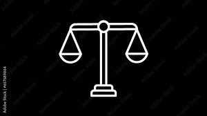 Scales symbol. WHITE line icon animation on a transparent background