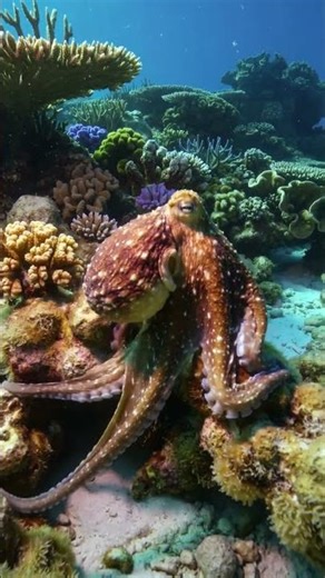 Cinematic Octopus Journey Across Coral Reef | Underwater Nature