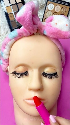 ASMR Makeup on Mannequin Skincare Sounds Video Fast No talk red lipstick